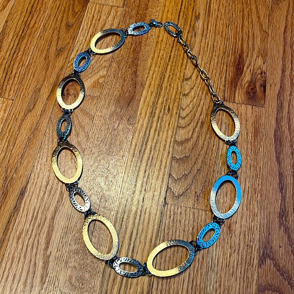 Brighton Hammered Gold/Silver Tone Belt; chain-link. Dress down/up. Adjustable!